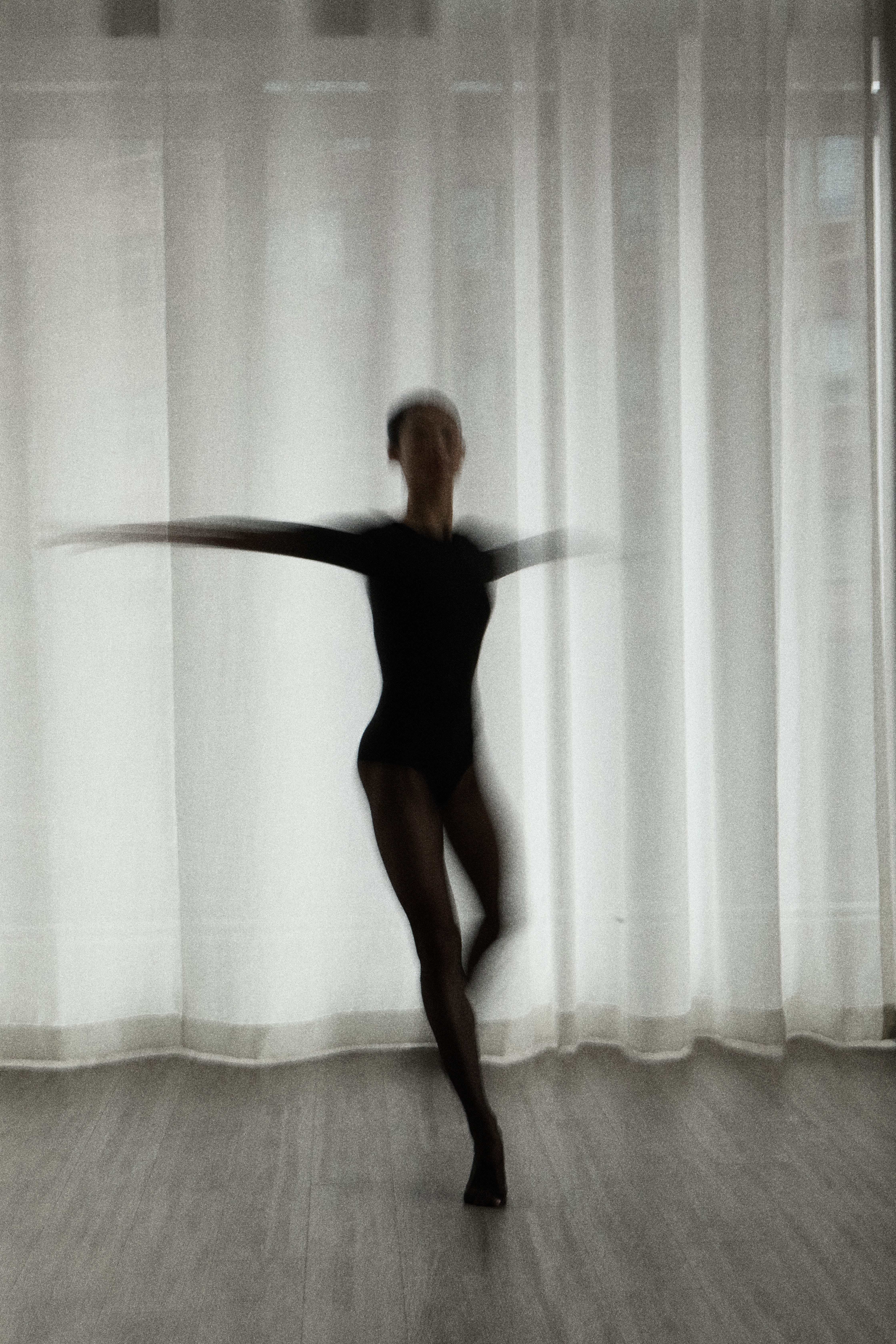 Artistic blurred dancer silhouette